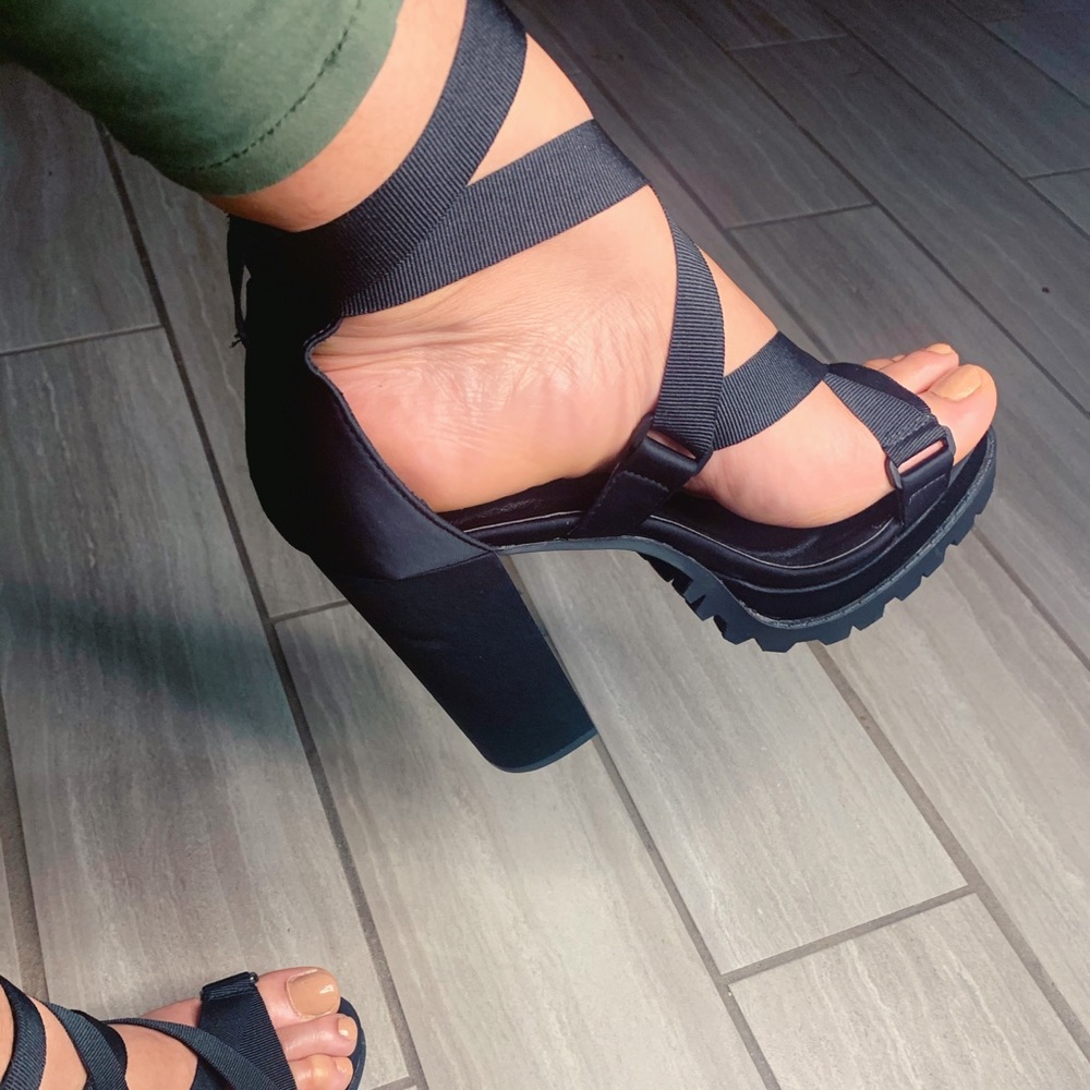 Black strapped heels
